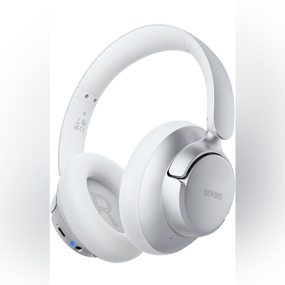NIB Beribes Upgraded Hybrid Noise Cancelling Bluetooth Headphones w/Mic Silver